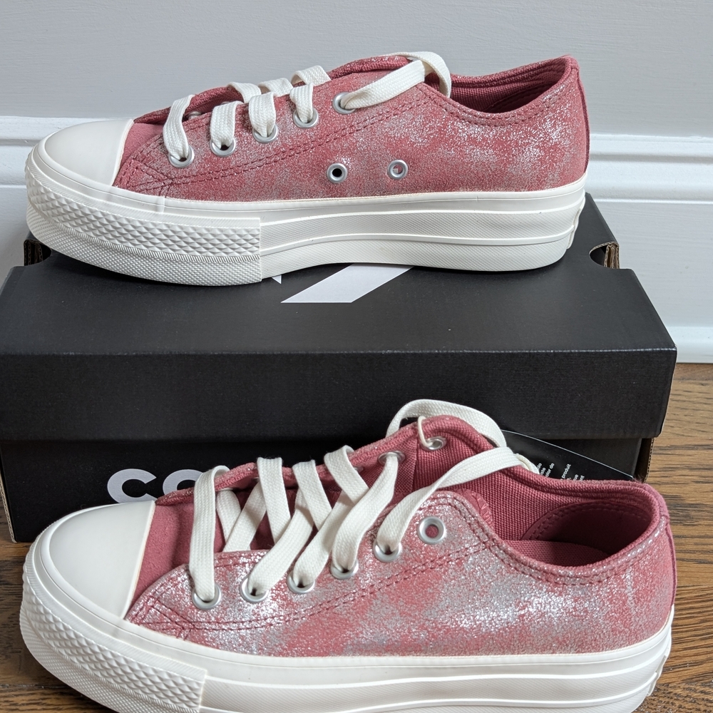 NWT Converse Chuck Taylor All Star Lift Ox Platform Rose Gold Metallic 6.5W - Picture 4 of 11
